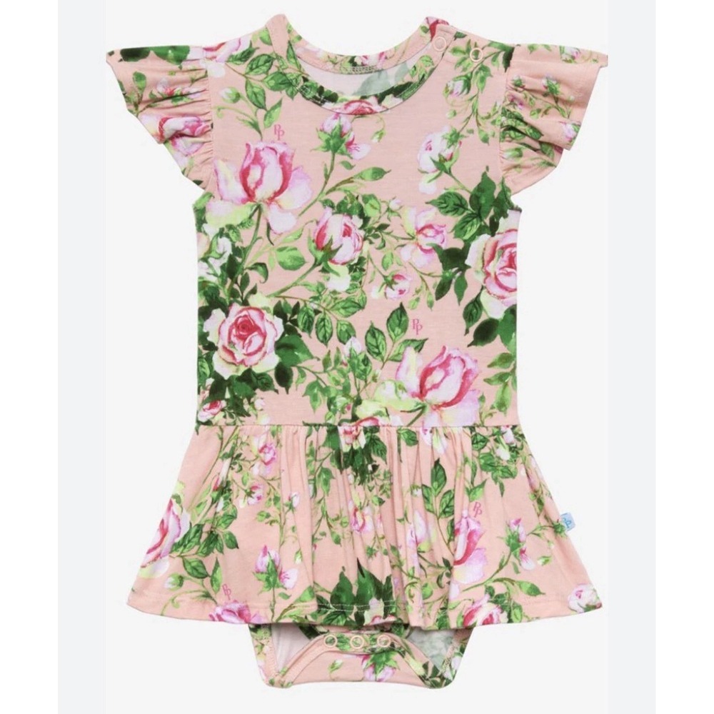 Posh Peanut Renia Floral Twirl Romper Dress 2T NWT Ruffle Sleeve Bamboo
